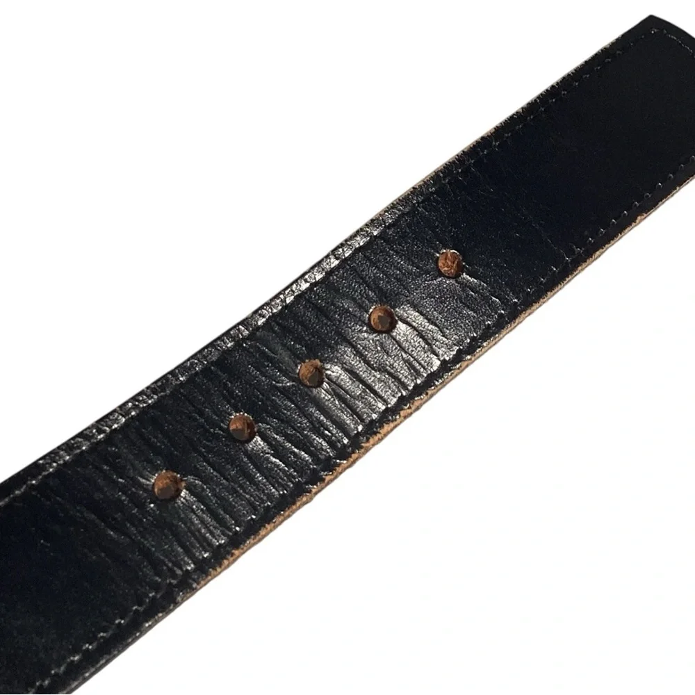 Marc Wolf Black Leather Plain Strap Men’s Belt Size‎ 36 Harness Buckle Snap